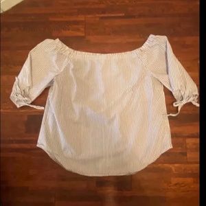 Off shoulder plus size striped blouse